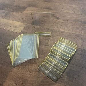 12 pack 5x7 Acrylic Sign Holder Double Sided Gold Trim with Stands